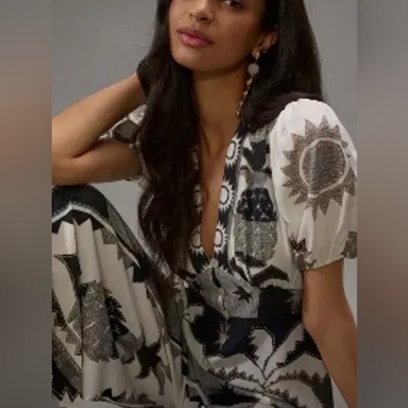 Farm Rio x Anthropologie Palm Trees/ Star/Sun Jumpsuit NWT Small - Picture 6 of 8